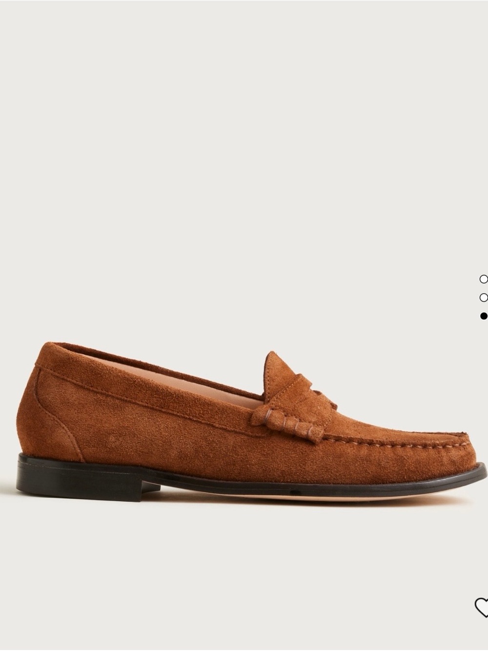 Women’s new Winona J Crew Penny Loafers in Brown Suede 8 color is castana brown - Picture 3 of 10